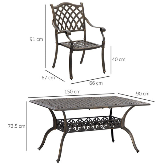7-Piece Outdoor Patio Dining Set with Umbrella Hole
