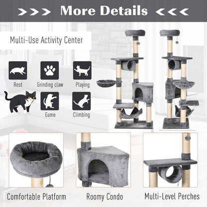 PawHut Cat Tree Tower Height 150CM Kittens Activity Stand House Scratching Posts