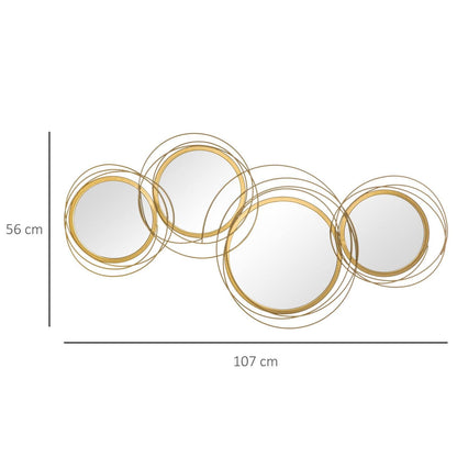 Metal Wall Art Modern Decorative Mirror Decor Hanging Home Wall Sculptures for Living Room Bedroom Dining Room