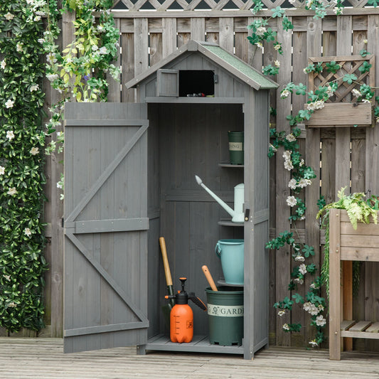 Rustica 179cm Single Door Apex Garden Store Fir Wood Grey by Steadfast
