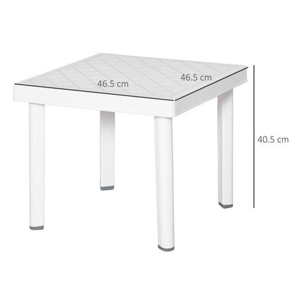 Small Square Plastic Outdoor Table - White
