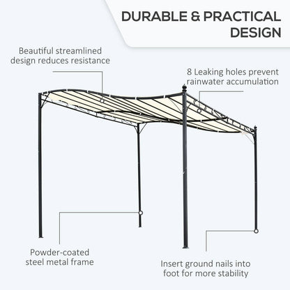 Outsunny 3X3 M Wall Mounted Garden Porch-Black/Cream White