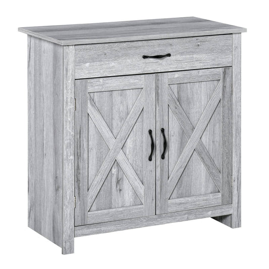 Farmhouse Barn Door Sideboard Storage Cabinet Coffee Bar for LIVING Room  Grey Grain