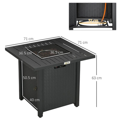 Rattan-style Propane Gas Fire Pit Table with 50