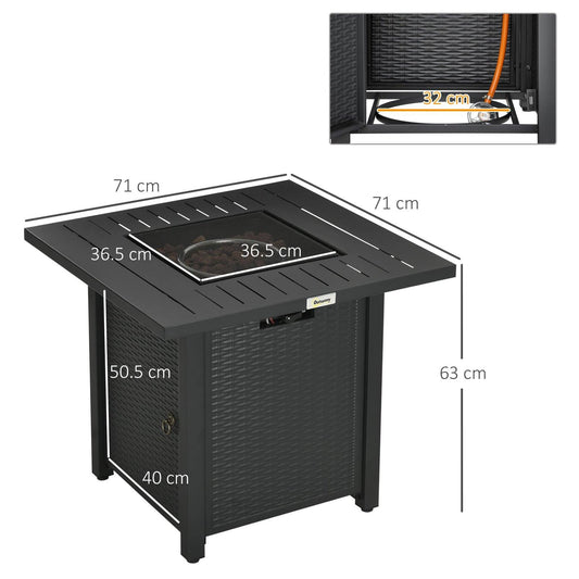 Rattan-style Propane Gas Fire Pit Table with 50