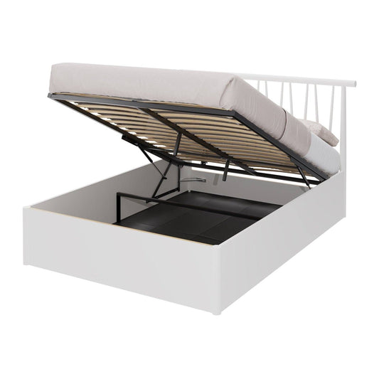 Fusum Small Double Ottoman Bed White 5 x 7ft