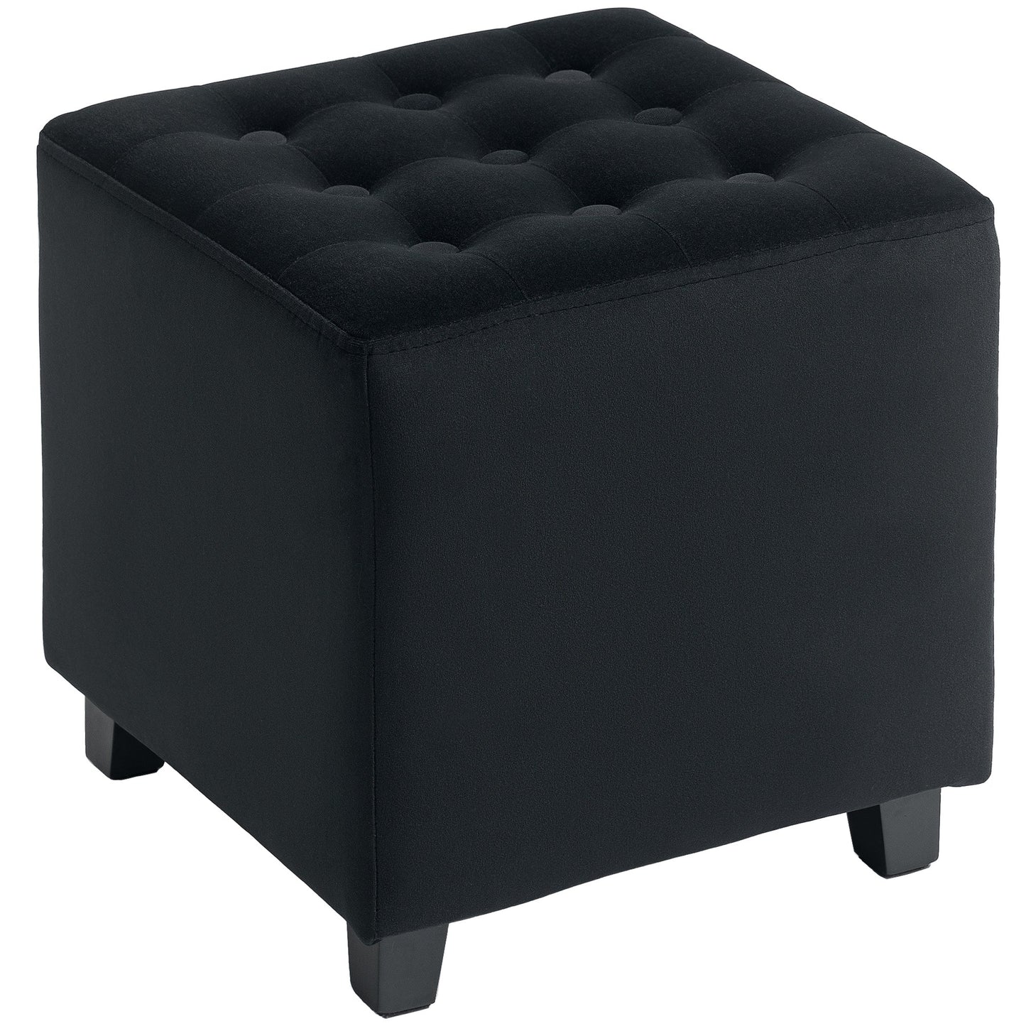 HOMCOM Square Footstool Small Ottoman with Wood Legs for Bedroom