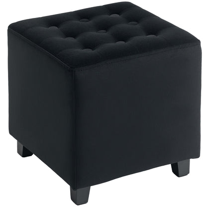 HOMCOM Square Footstool Small Ottoman with Wood Legs for Bedroom