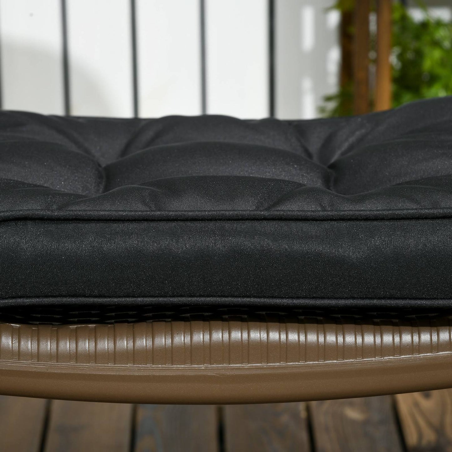 Set Of 4 Garden Seat Cushion With Ties 42 X 42cm Replacement Dining Chair Seat Pad Black