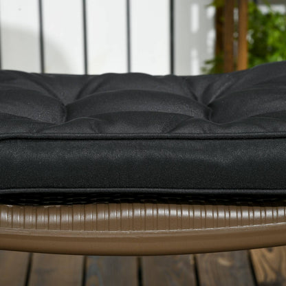 Set Of 4 Garden Seat Cushion With Ties 42 X 42cm Replacement Dining Chair Seat Pad Black