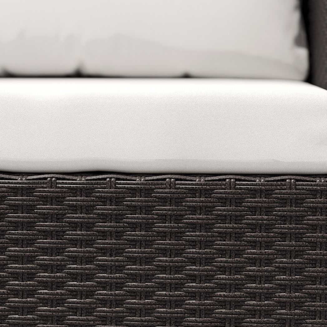 Outsunny 3PCS Rattan Bistro Set Glass Top Table and Chairs with 4 Cushions