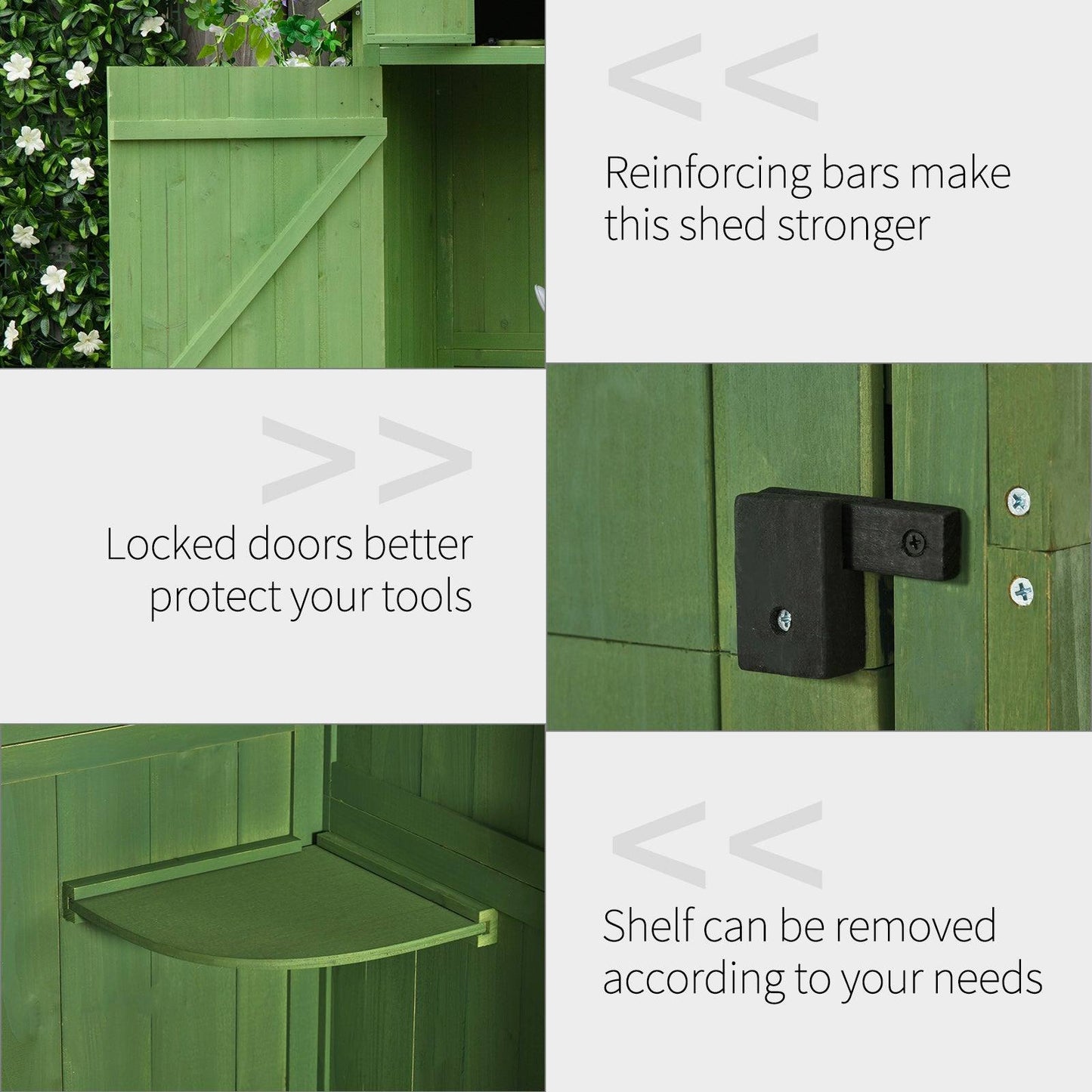 Rustica 179cm Single Door Apex Garden Store Fir Wood Green by Steadfast