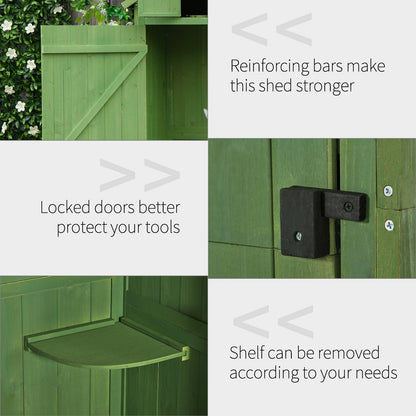 Rustica 179cm Single Door Apex Garden Store Fir Wood Green by Steadfast