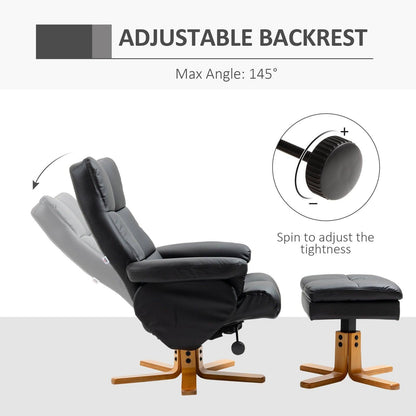 Homcom Faux Leather Swivel Recliner Chair with Footstool