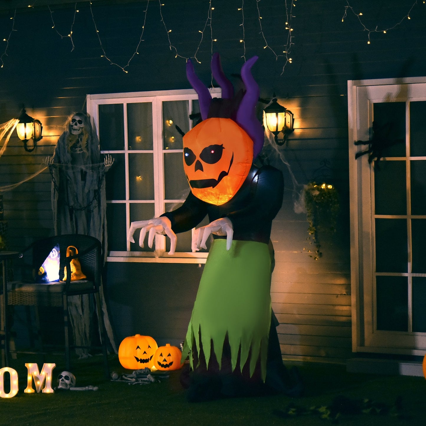 240cm Inflatable Halloween Pumpkin Ghost Decoration w/ LED Lights