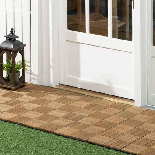 27-Piece Wooden Interlocking Decking Tiles
