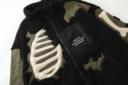 Lamb Wool Stitching Skeleton Embroidered Cotton