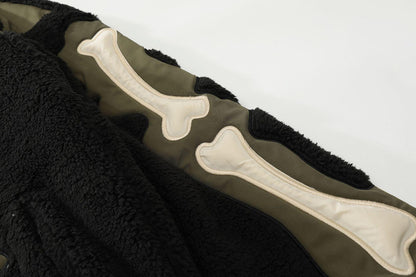 Lamb Wool Stitching Skeleton Embroidered Cotton