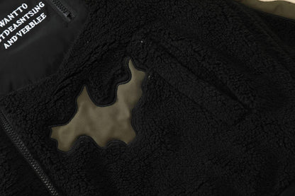 Lamb Wool Stitching Skeleton Embroidered Cotton