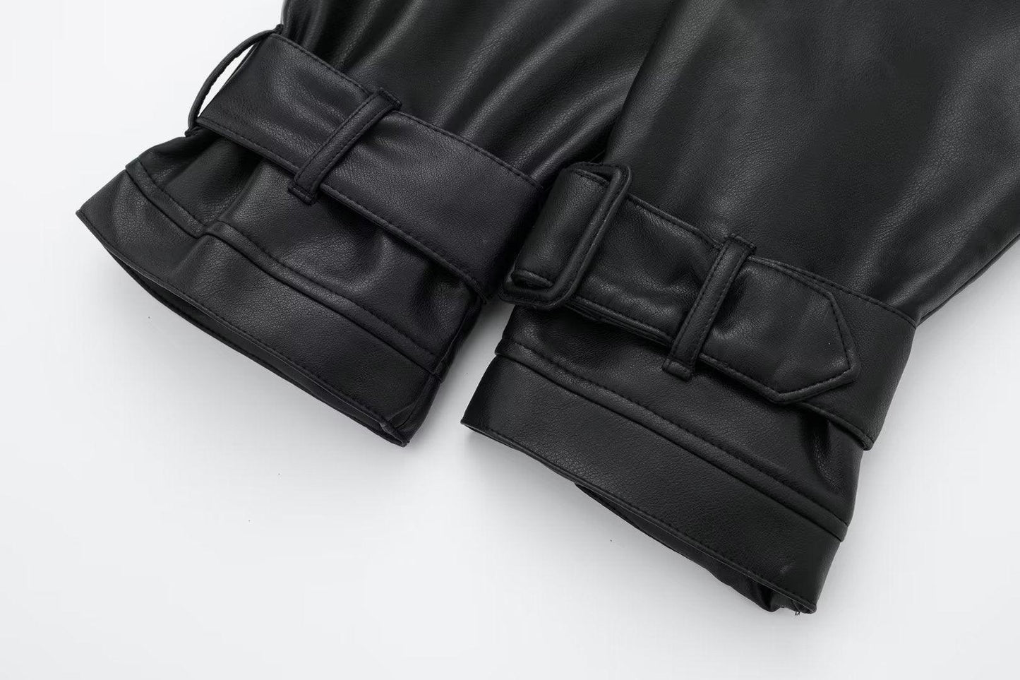 Leisure Imitation Leather Trench Coat