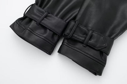 Leisure Imitation Leather Trench Coat