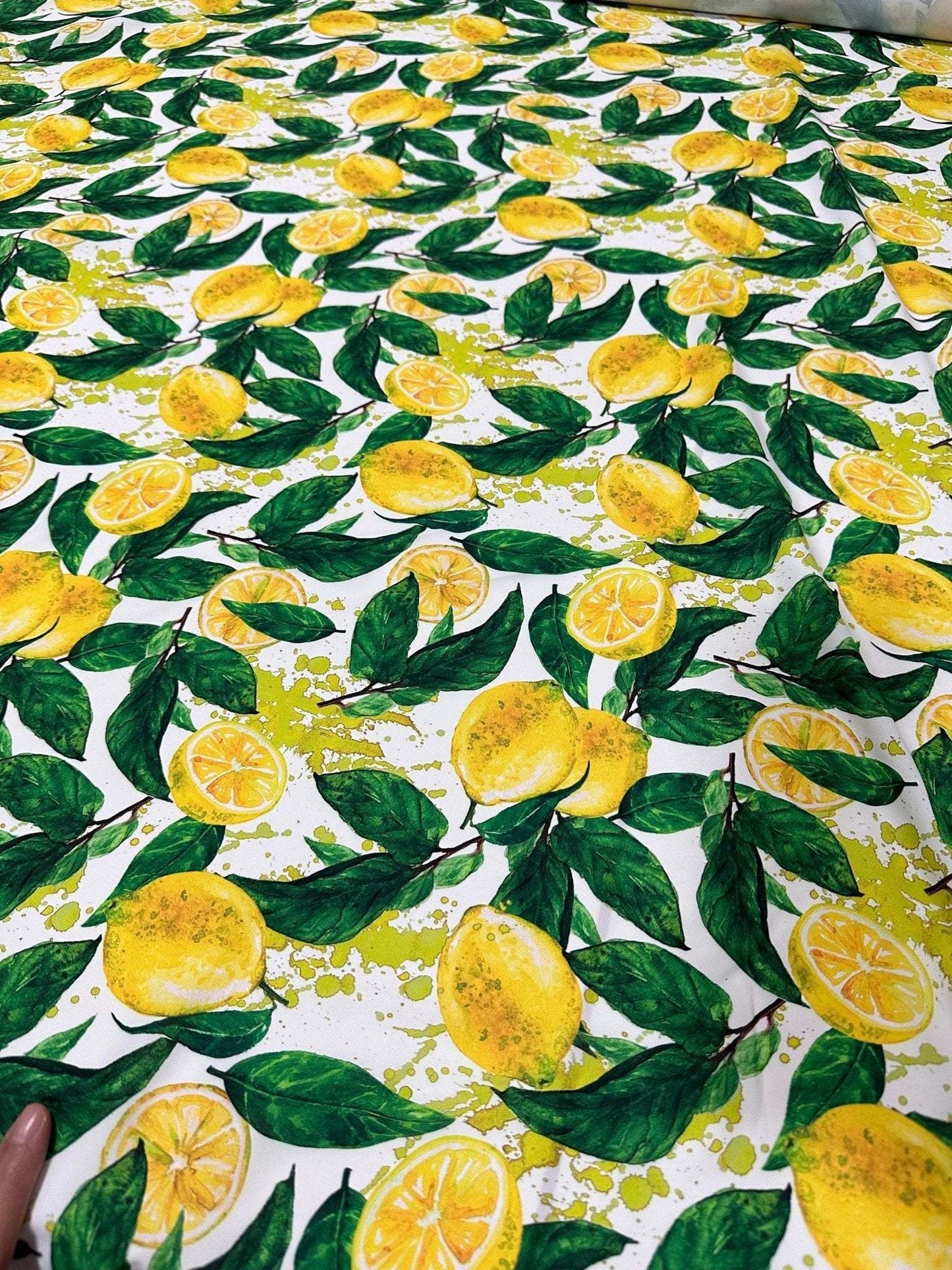 Lemon Pattern Fabric – Custom Printed Fabric on Satin, Crepe, Spandex or Chiffon