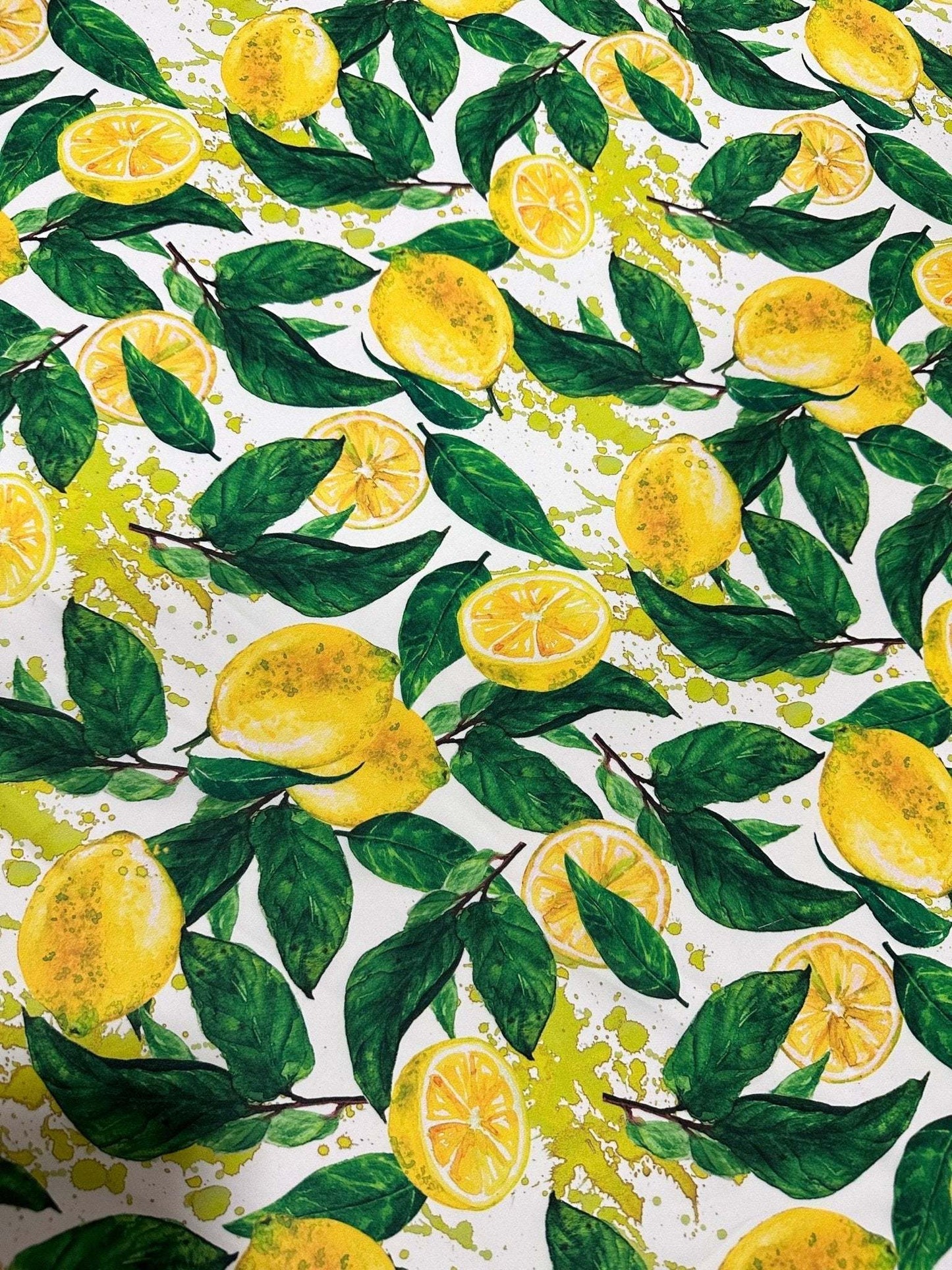 Lemon Pattern Fabric – Custom Printed Fabric on Satin, Crepe, Spandex or Chiffon