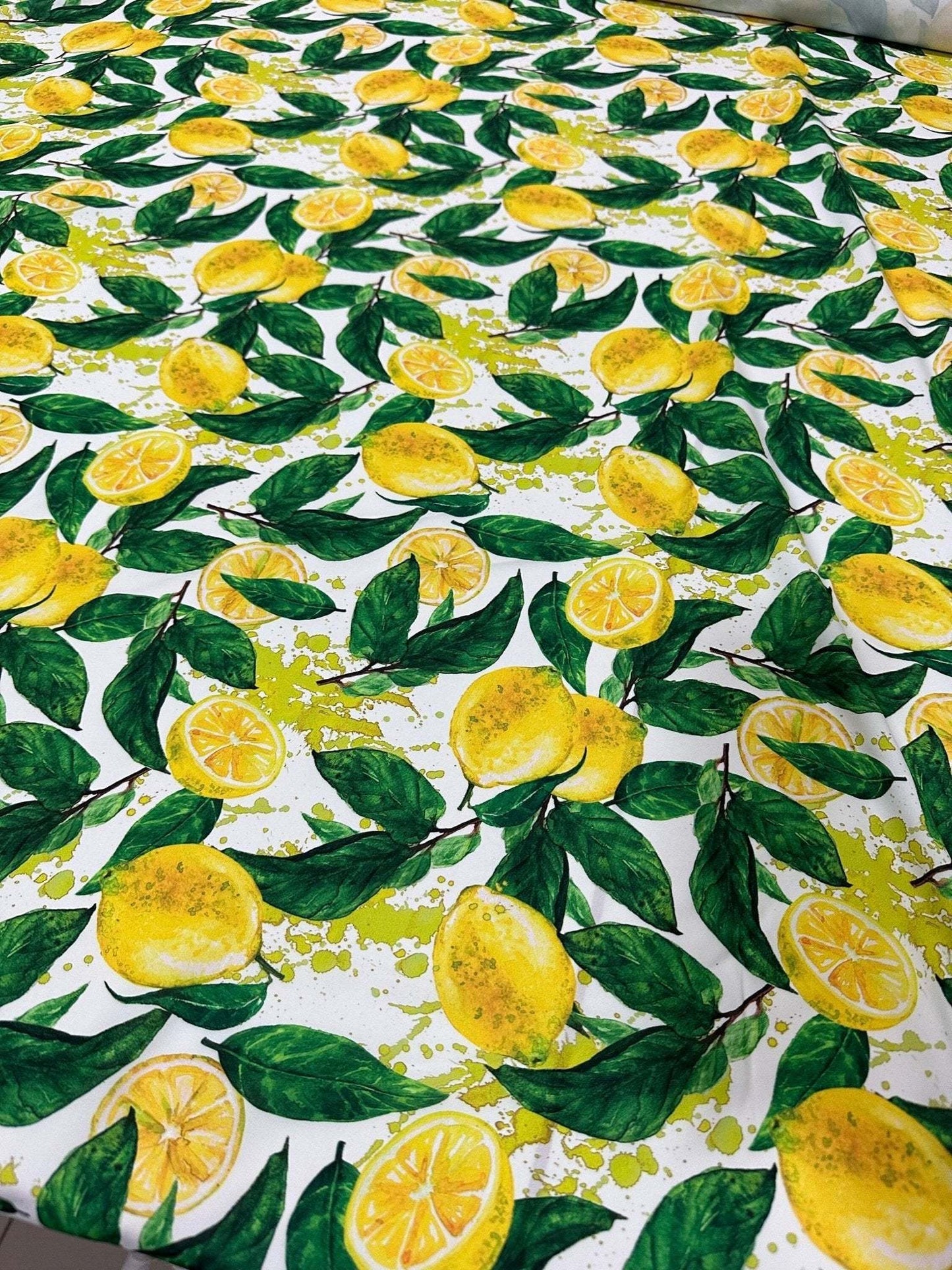Lemon Pattern Fabric – Custom Printed Fabric on Satin, Crepe, Spandex or Chiffon