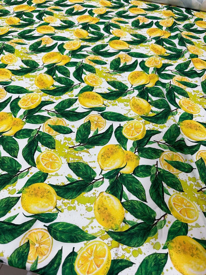 Lemon Pattern Fabric – Custom Printed Fabric on Satin, Crepe, Spandex or Chiffon