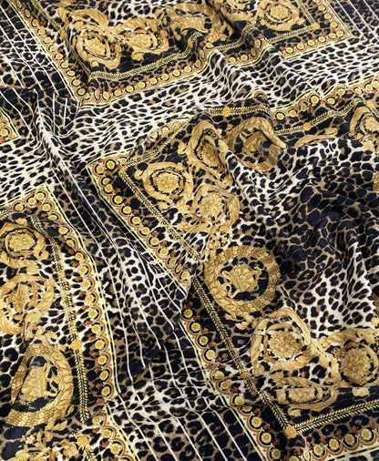 Leopard Gold Baroque Stretch Velvet Fabric