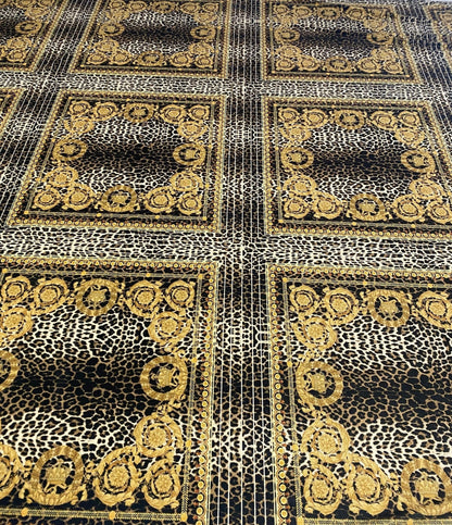 Leopard Gold Baroque Stretch Velvet Fabric