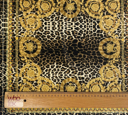 Leopard Gold Baroque Stretch Velvet Fabric