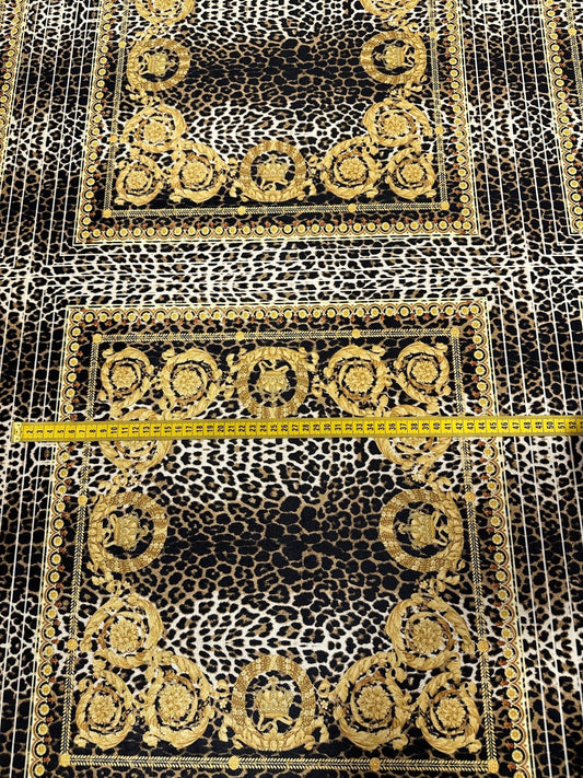 Leopard Gold Baroque Stretch Velvet Fabric