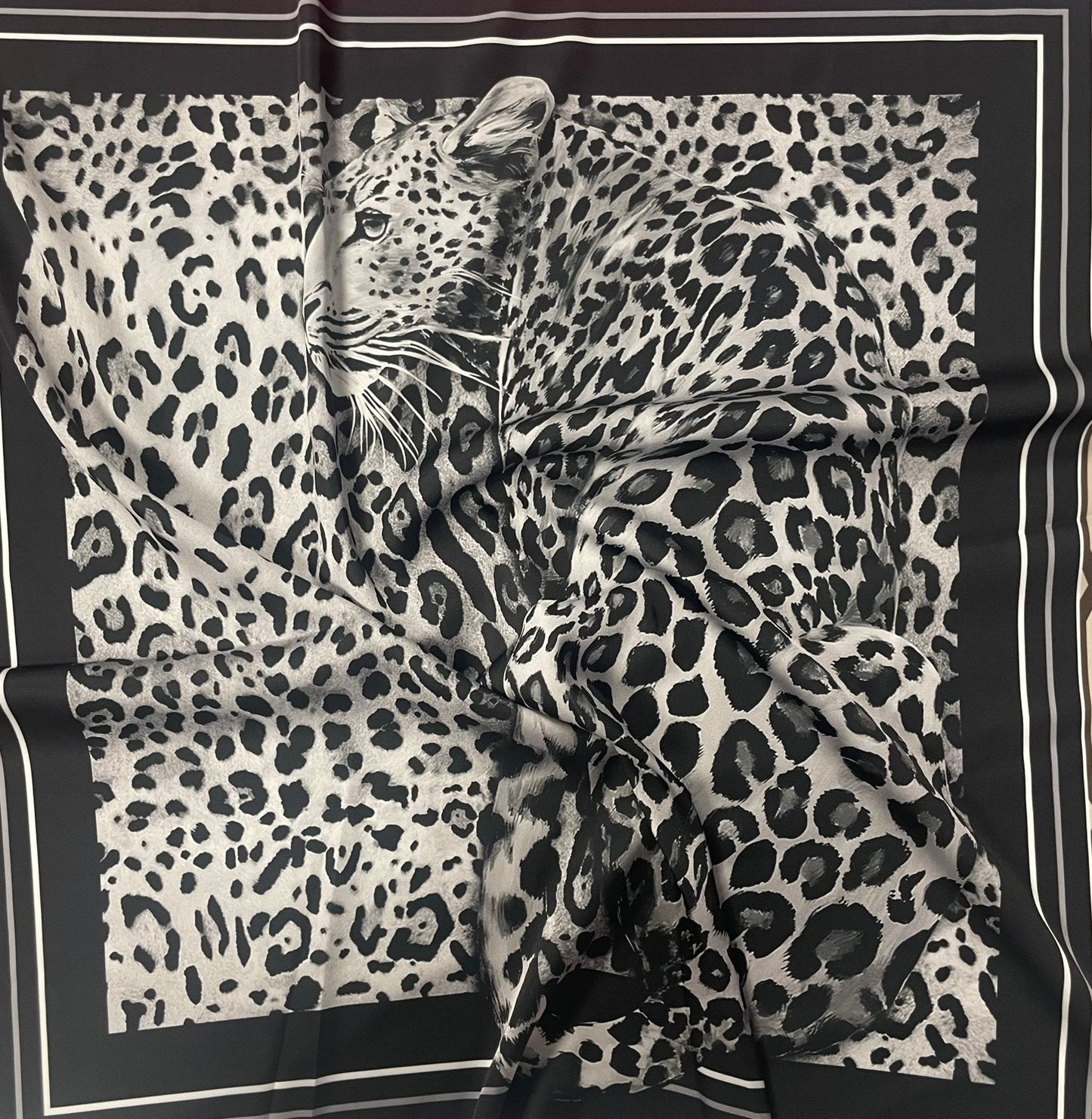 Leopard Panel Fabric – Black & White Animal Design by the Metre