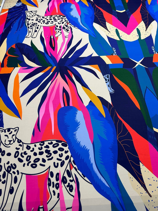 Leopard and Tropical Pattern Fabric