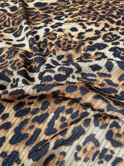 Leopard Pattern Lurex Spandex Fabric