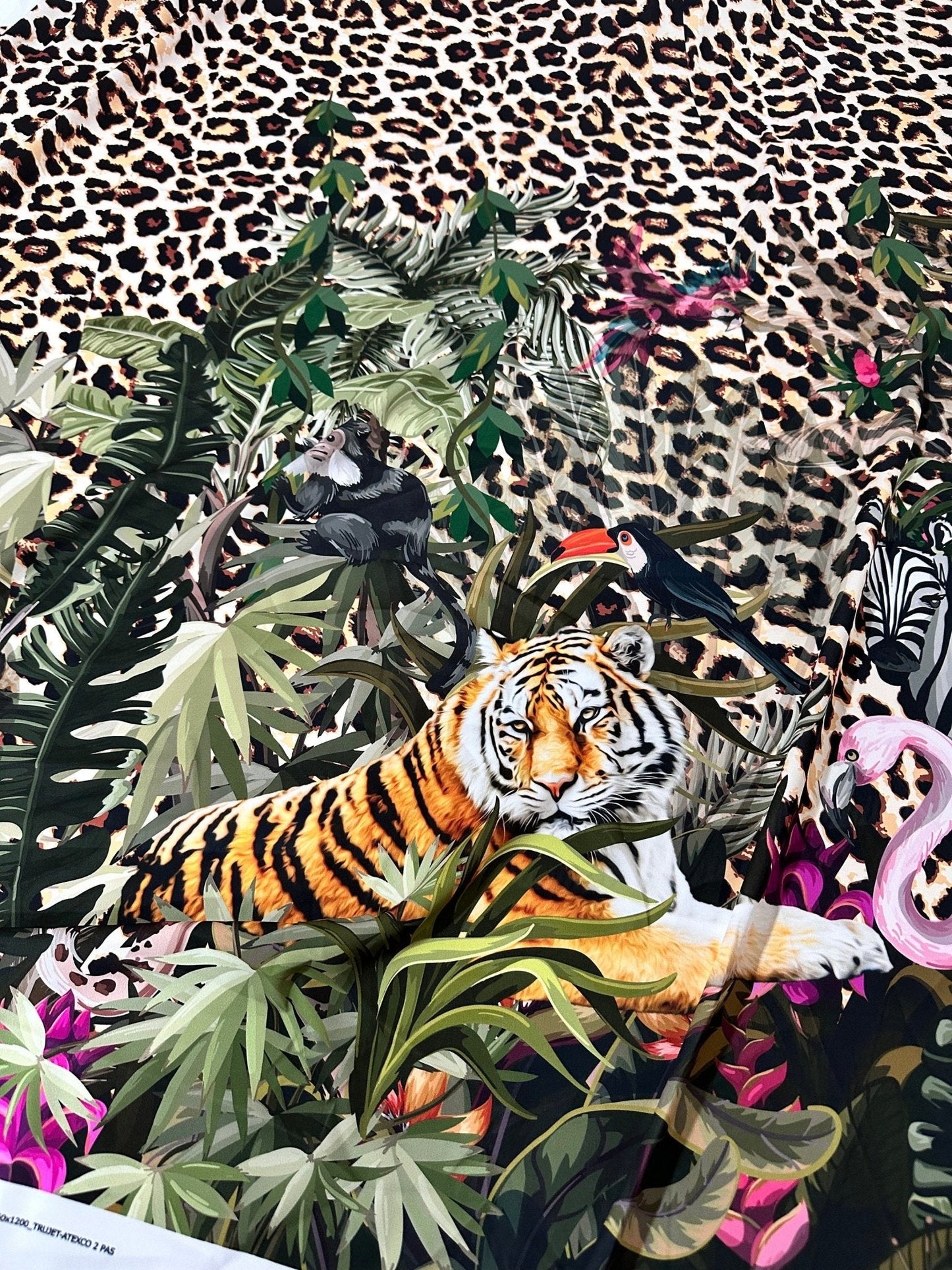 Leopard  Tropical Leaf Pattern Fabric