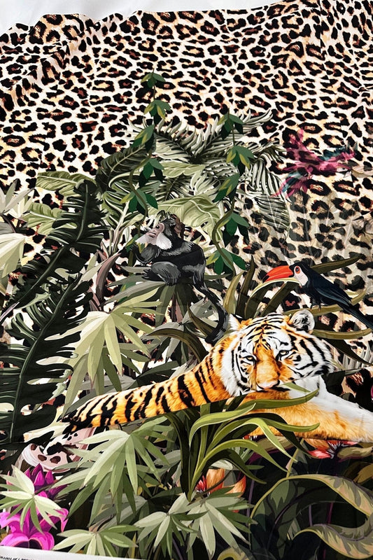 Leopard  Tropical Leaf Pattern Fabric