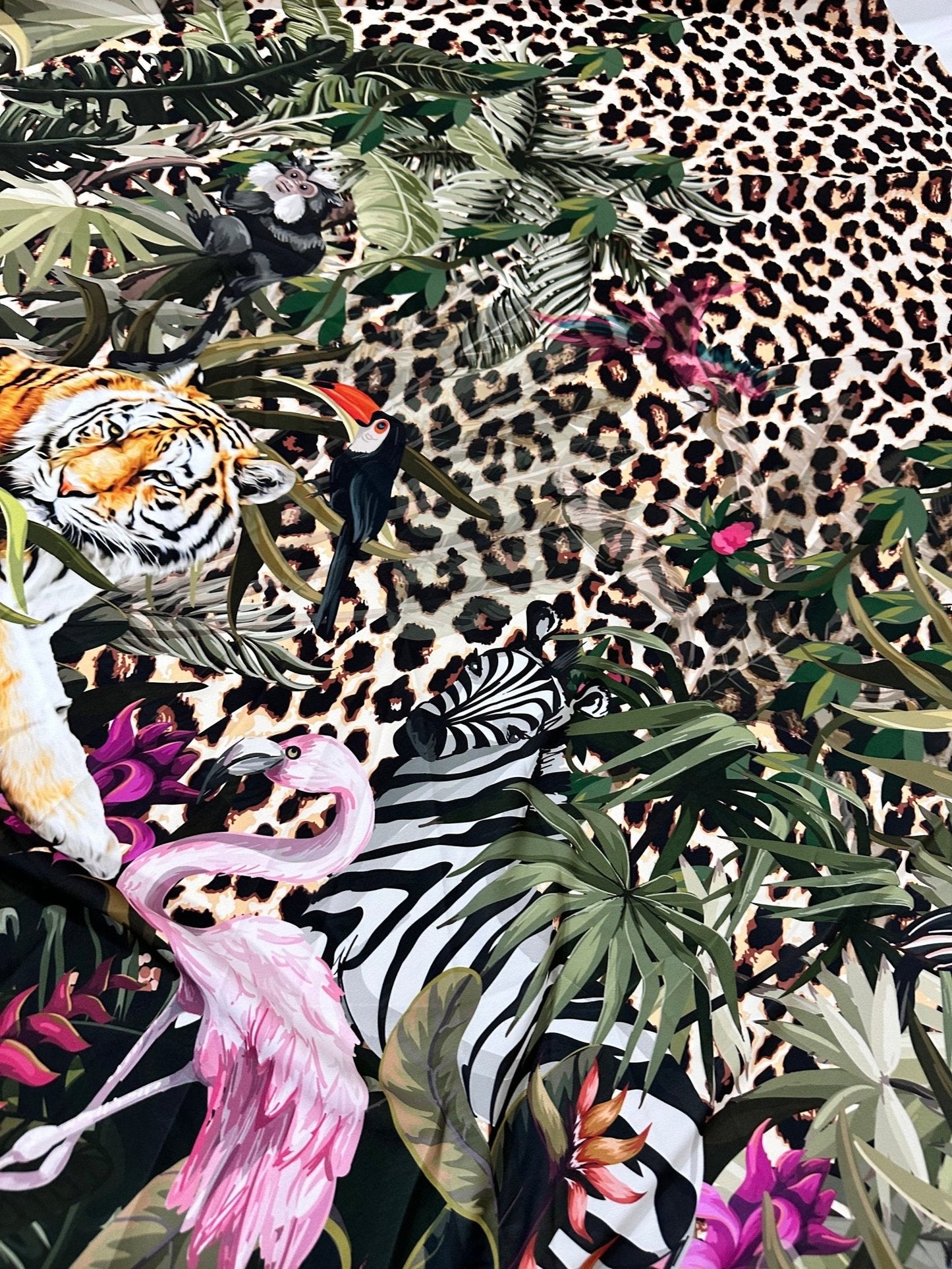 Leopard  Tropical Leaf Pattern Fabric