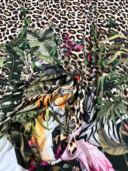 Leopard  Tropical Leaf Pattern Fabric