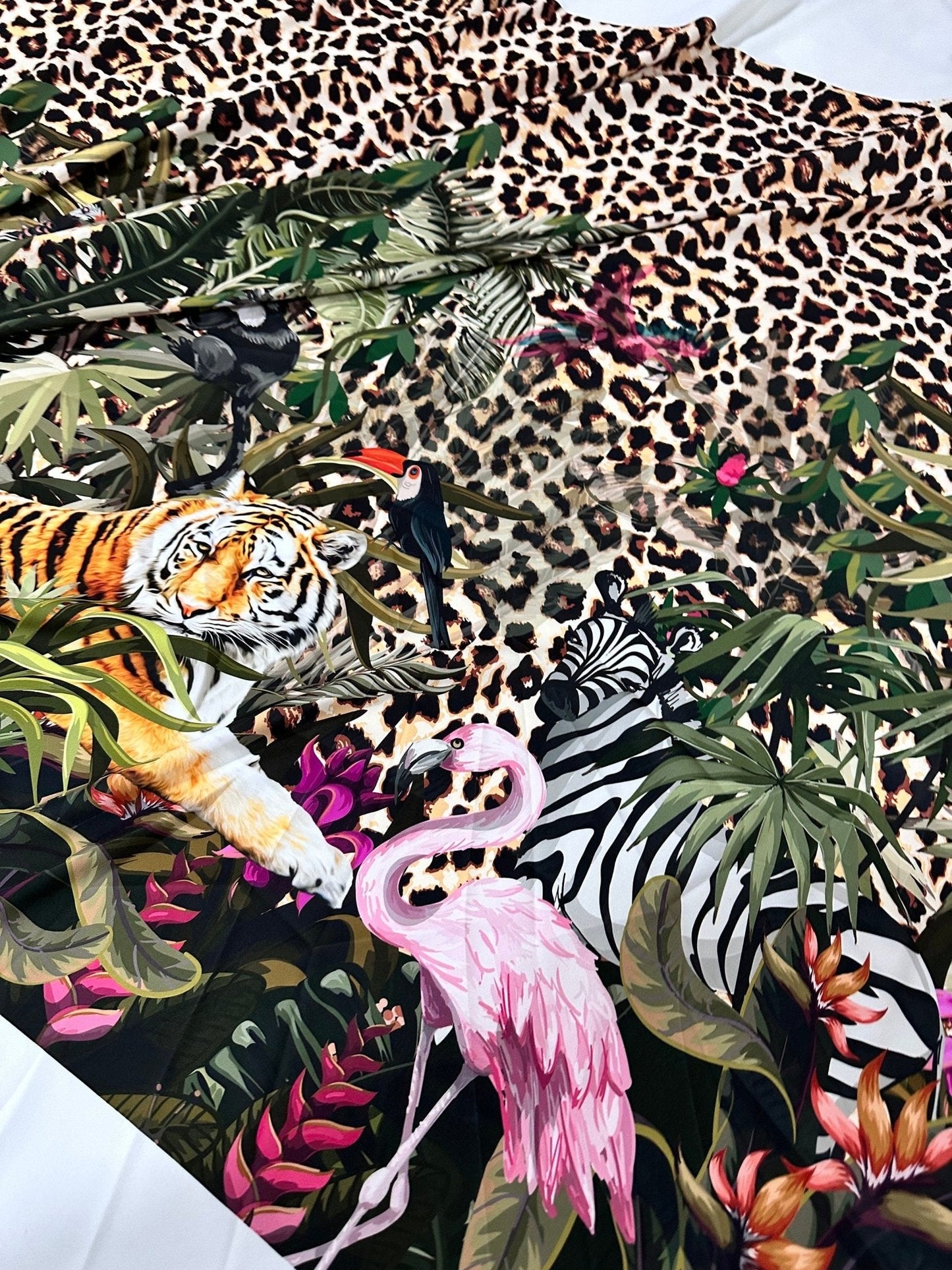 Leopard  Tropical Leaf Pattern Fabric
