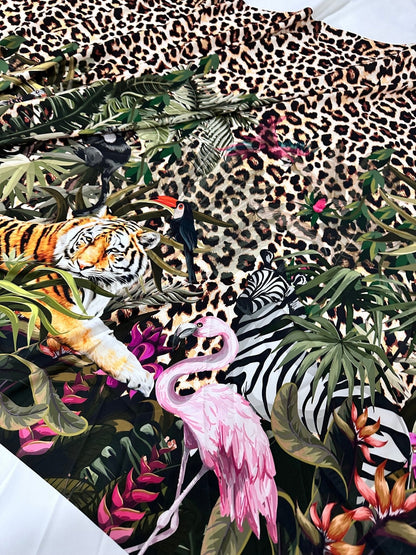Leopard  Tropical Leaf Pattern Fabric