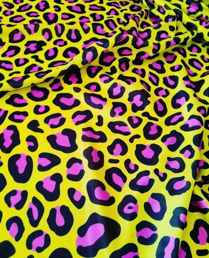 Leopard Print Fabric – Fabric by Metre, Options: Satin, Crepe, Spandex, Chiffon