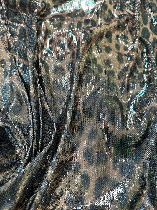 Leopard Print Sequin Fabric