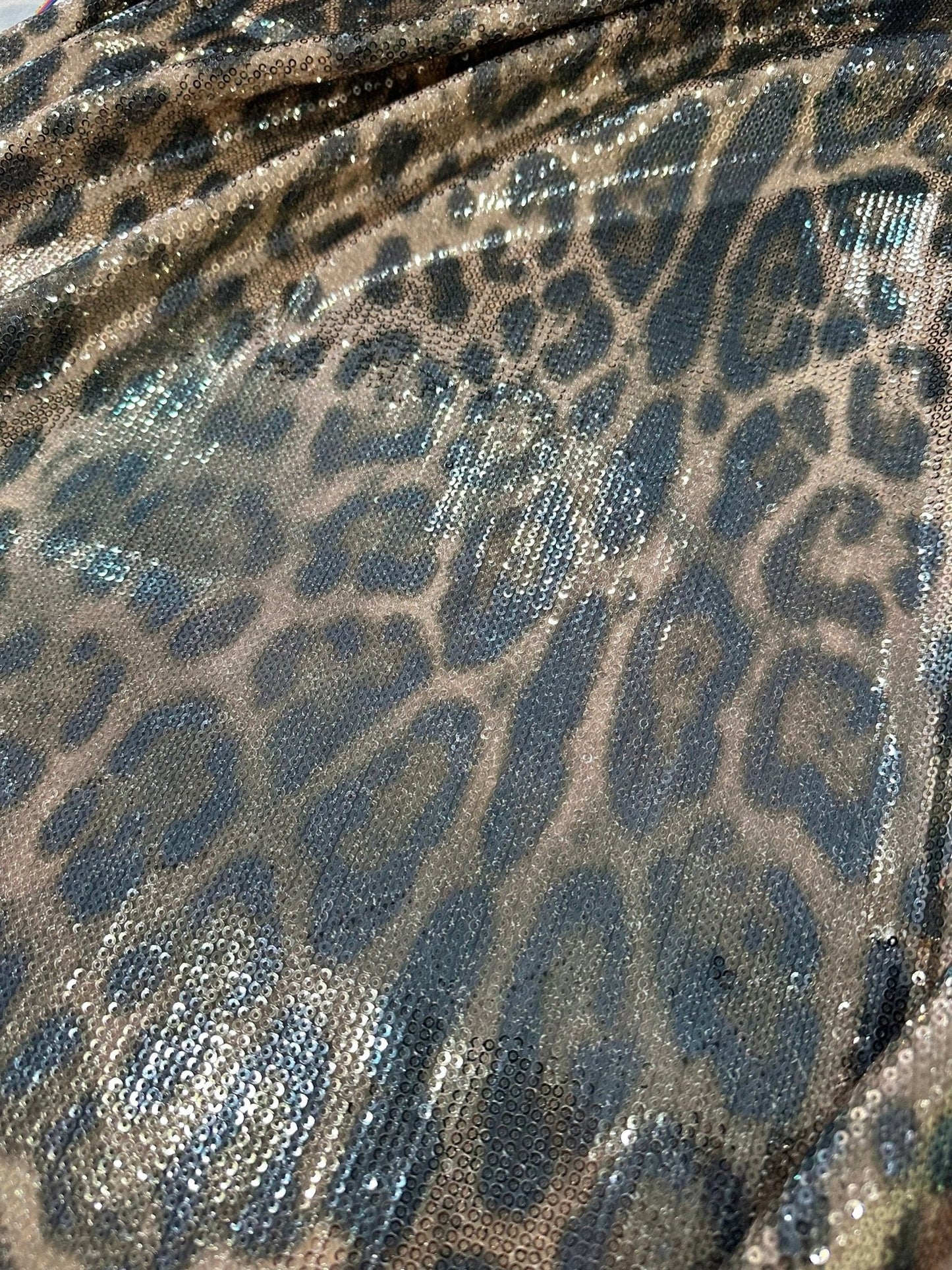 Leopard Print Sequin Fabric