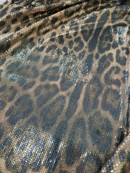 Leopard Print Sequin Fabric