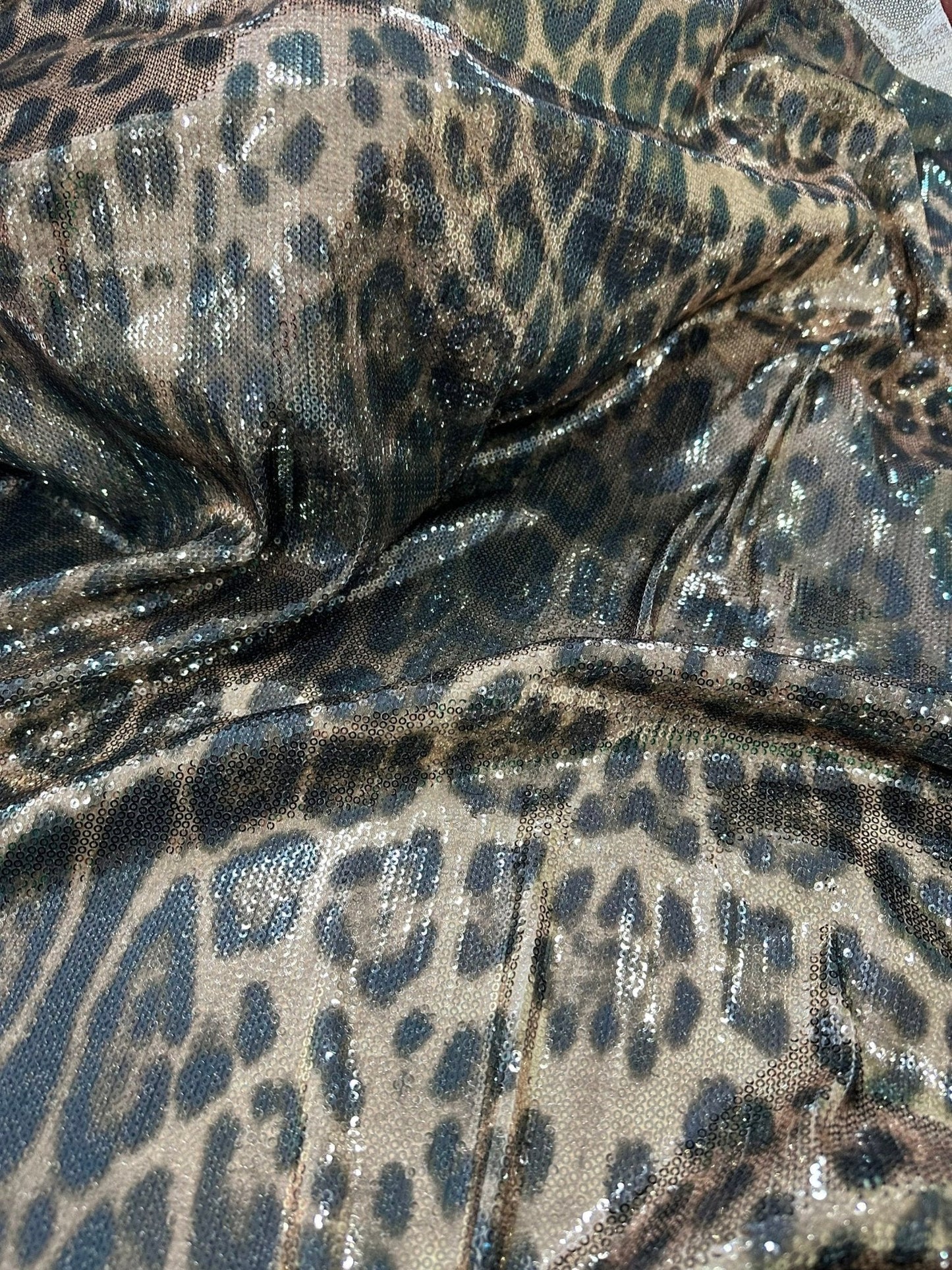 Leopard Print Sequin Fabric