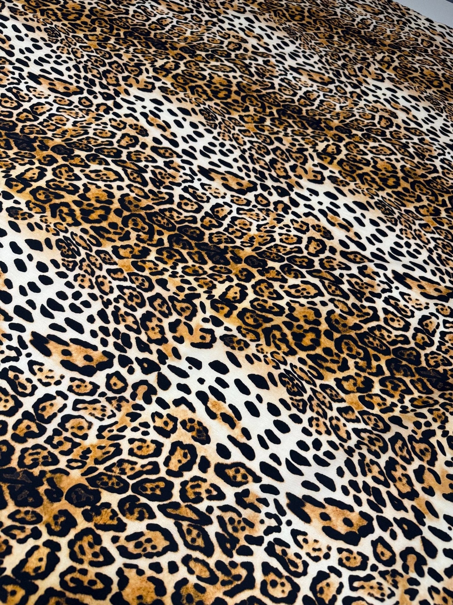 Leopard Print with Gold Accents Organic Cotton Poplin Fabric by the Metre