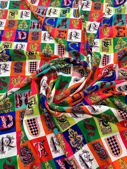 Letter Print Cotton Fabric – Available in Satin, Crepe, Spandex & Chiffon | By Metre