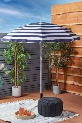 1.7m Garden Parasol Outdoor Tilt Umbrella Canopy - Blue and White